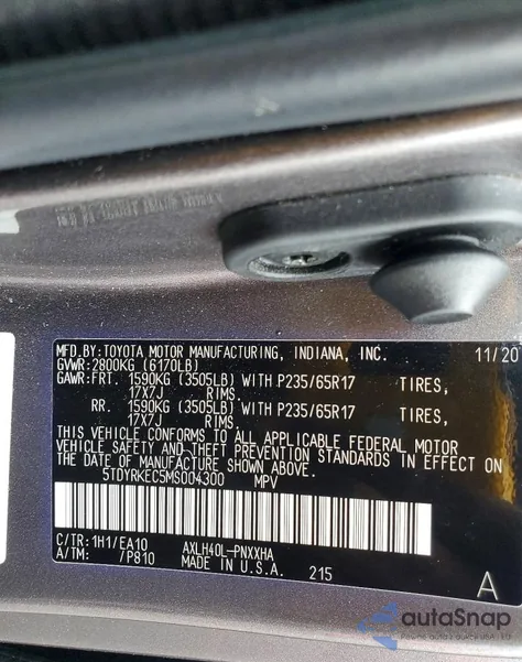 2021 Toyota Sienna Xle из США, поврежденный, VIN 5TDYRKEC5MS004300